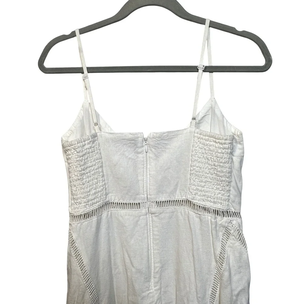 Abercrombie & Fitch White Linen Blend Ladder Stitch Maxi Dress Small
